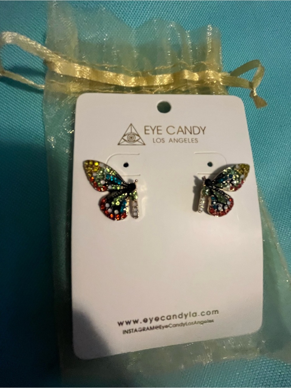 Eye Candy Los Angeles Multicolor Butterfly Stud Earrings